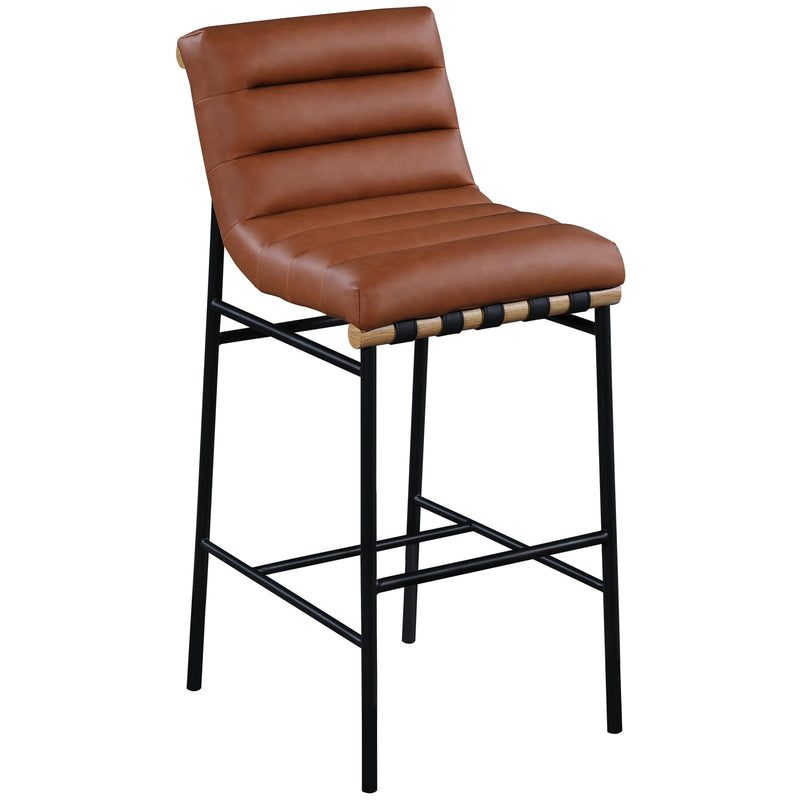 Meridian Burke Cognac Vegan Leather Bar Stool IMAGE 3