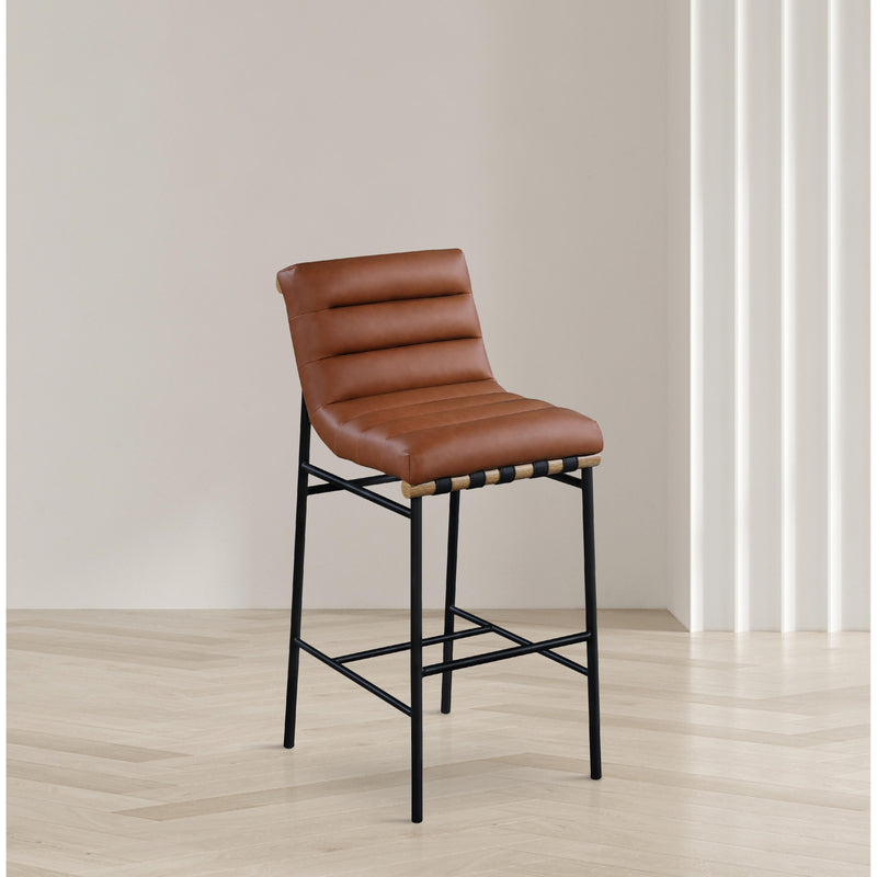 Meridian Burke Cognac Vegan Leather Bar Stool IMAGE 6