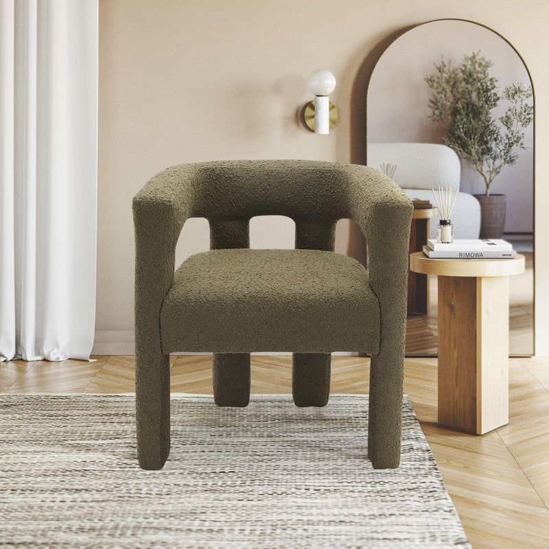 Meridian Athena Olive Green Boucle Fabric Accent/Dining Chair IMAGE 6