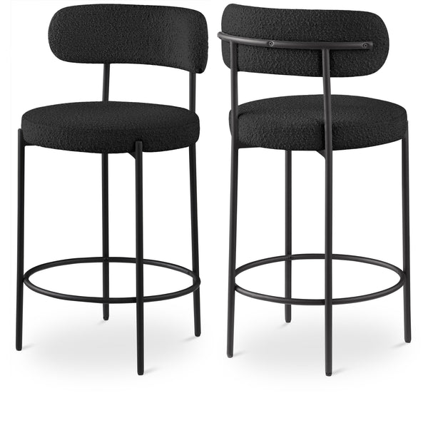 Meridian Beacon Black Boucle Fabric Stool IMAGE 1