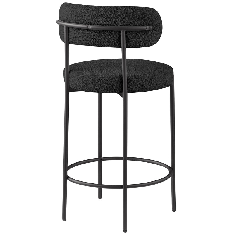 Meridian Beacon Black Boucle Fabric Stool IMAGE 2