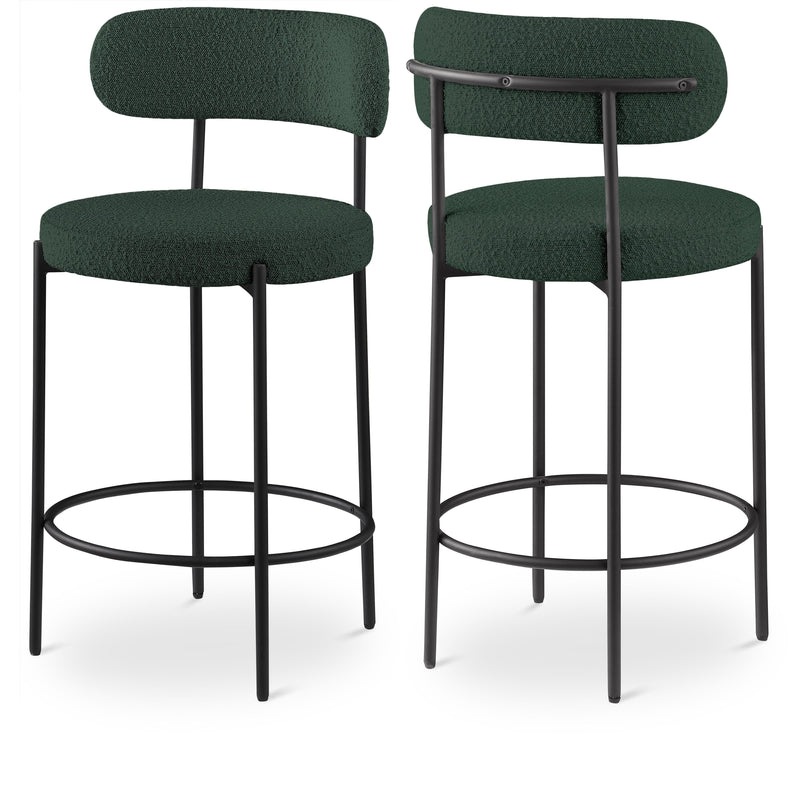 Meridian Beacon Green Boucle Fabric Stool IMAGE 1