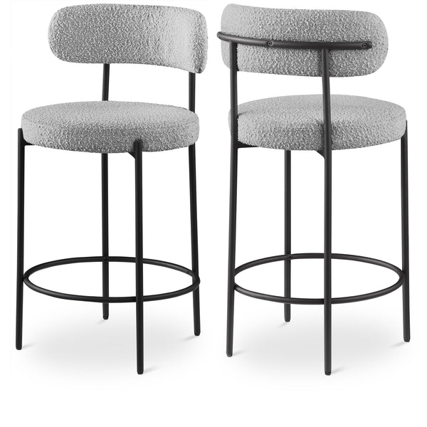 Meridian Beacon Grey Boucle Fabric Stool IMAGE 1