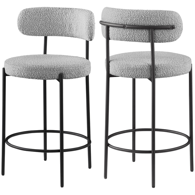 Meridian Beacon Grey Boucle Fabric Stool IMAGE 9