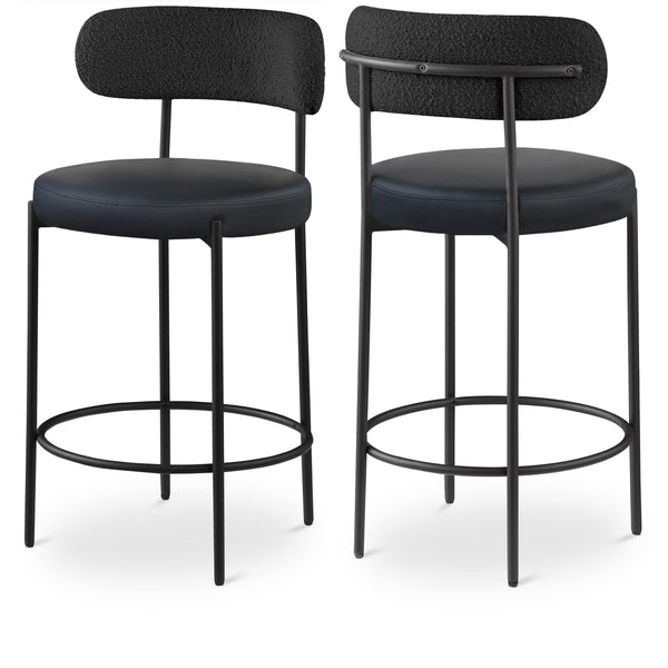 Meridian Beacon Black Vegan Leather Seat Stool IMAGE 1