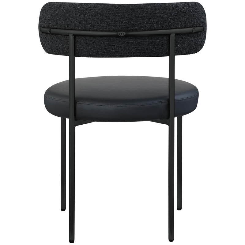 Meridian Beacon Black Vegan Leather and Boucle Fabric Dining Chair IMAGE 2