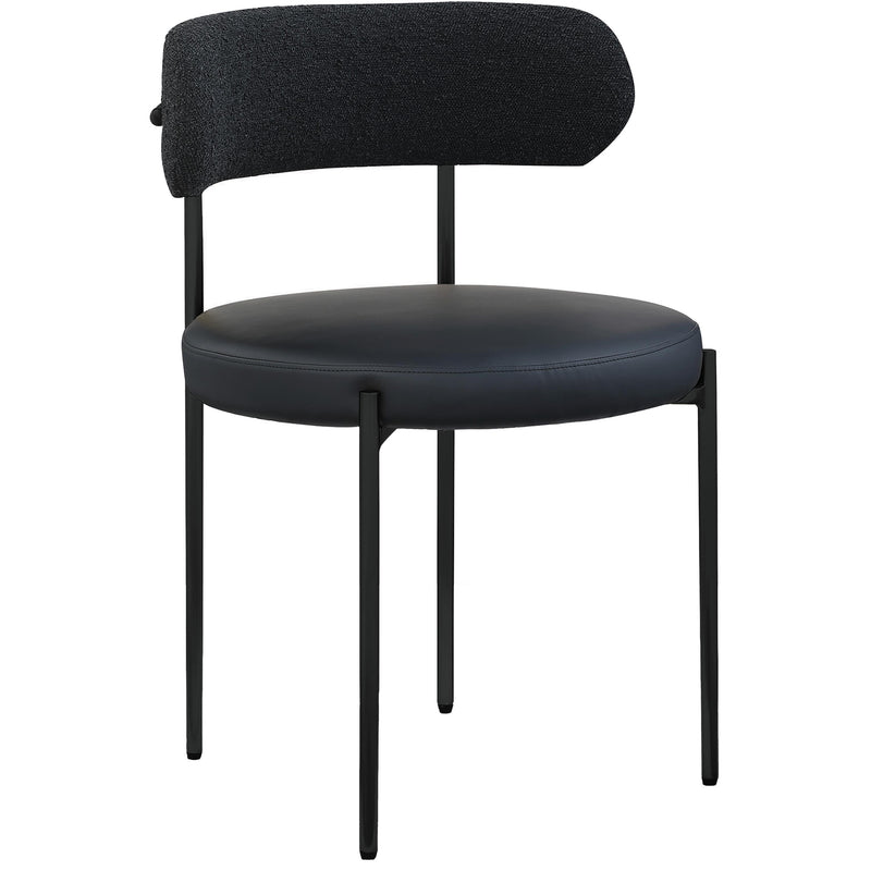 Meridian Beacon Black Vegan Leather and Boucle Fabric Dining Chair IMAGE 3