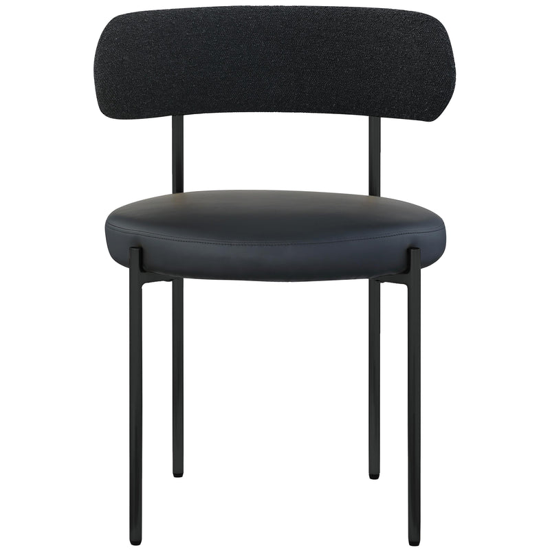 Meridian Beacon Black Vegan Leather and Boucle Fabric Dining Chair IMAGE 4