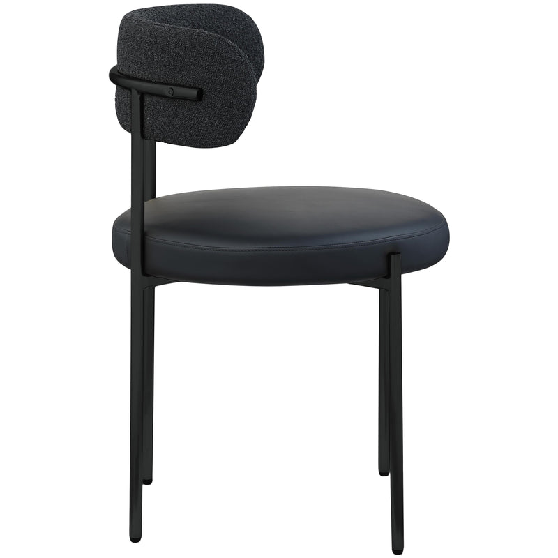 Meridian Beacon Black Vegan Leather and Boucle Fabric Dining Chair IMAGE 5