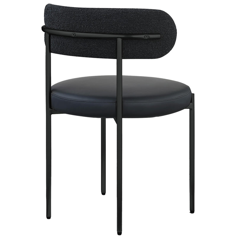 Meridian Beacon Black Vegan Leather and Boucle Fabric Dining Chair IMAGE 6