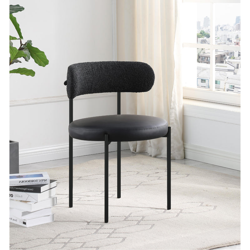 Meridian Beacon Black Vegan Leather and Boucle Fabric Dining Chair IMAGE 8