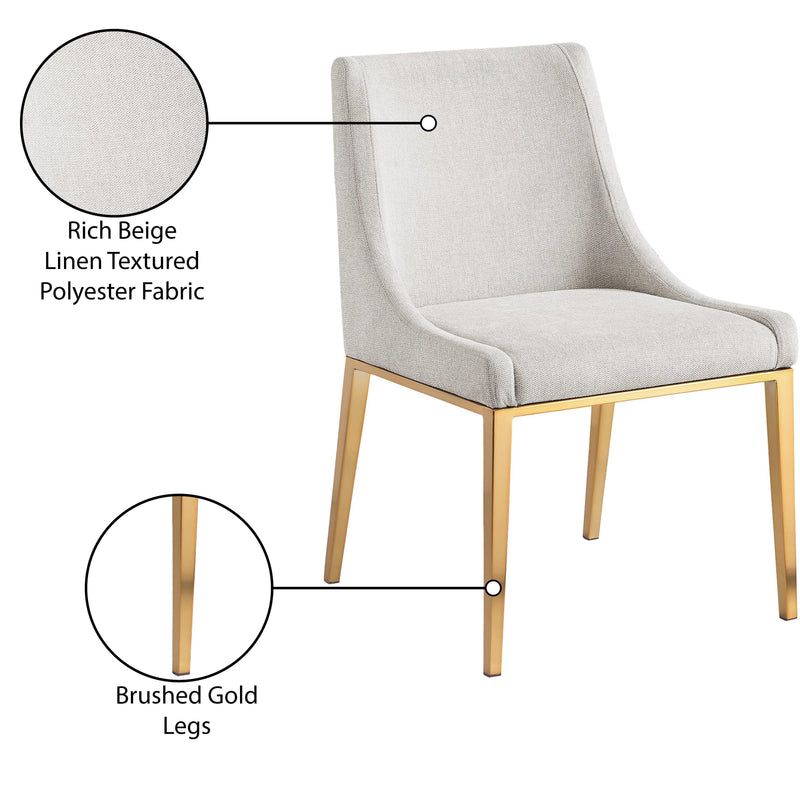 Meridian Haines Beige Linen Textured Polyester Fabric Dining Chair IMAGE 10