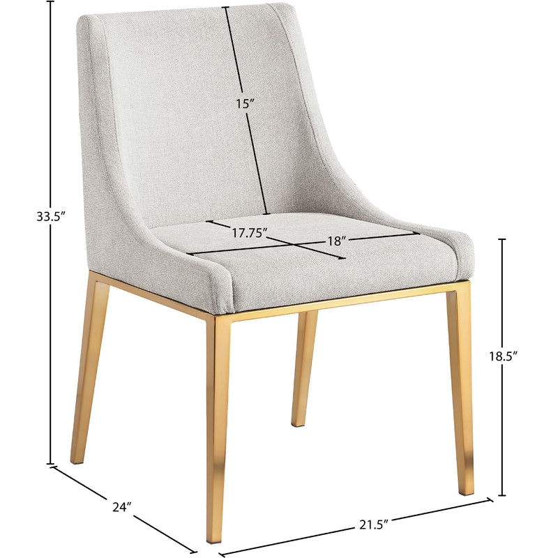 Meridian Haines Beige Linen Textured Polyester Fabric Dining Chair IMAGE 11