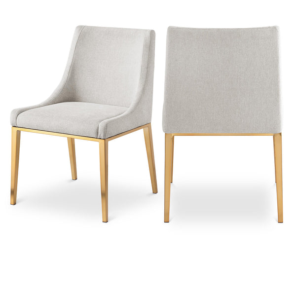 Meridian Haines Beige Linen Textured Polyester Fabric Dining Chair IMAGE 1