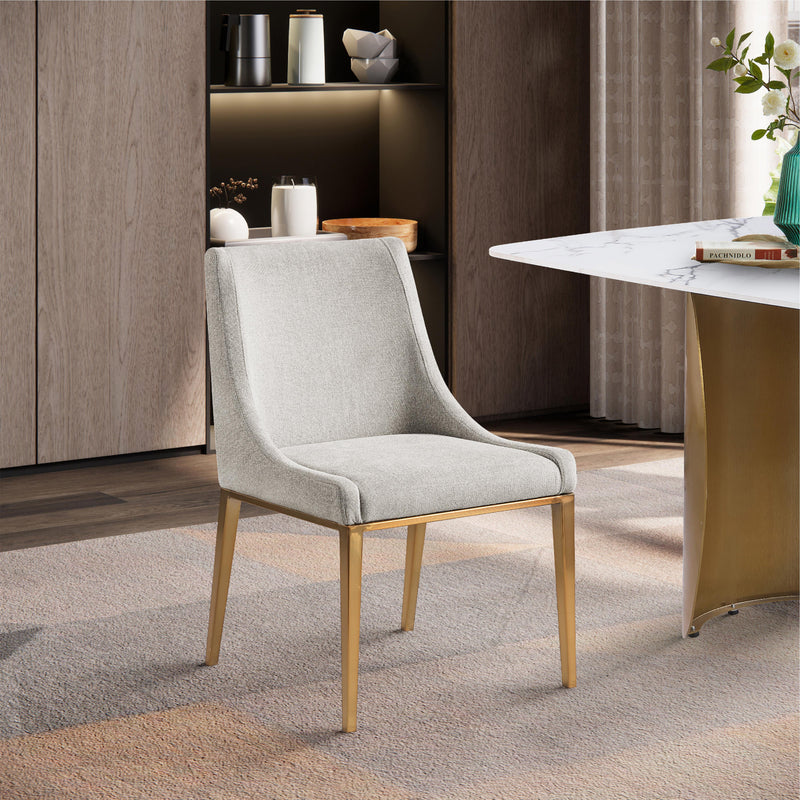 Meridian Haines Beige Linen Textured Polyester Fabric Dining Chair IMAGE 2