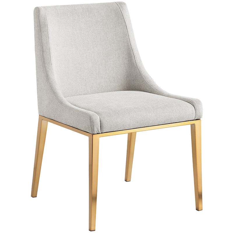 Meridian Haines Beige Linen Textured Polyester Fabric Dining Chair IMAGE 4