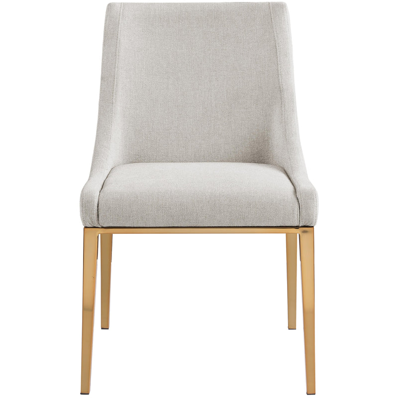 Meridian Haines Beige Linen Textured Polyester Fabric Dining Chair IMAGE 5