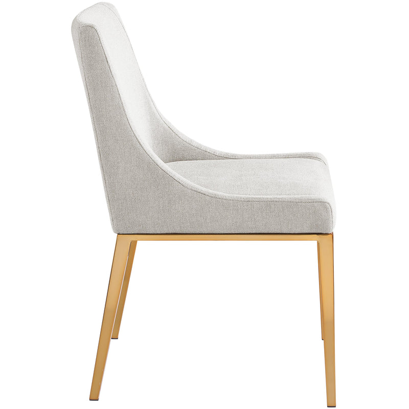 Meridian Haines Beige Linen Textured Polyester Fabric Dining Chair IMAGE 6