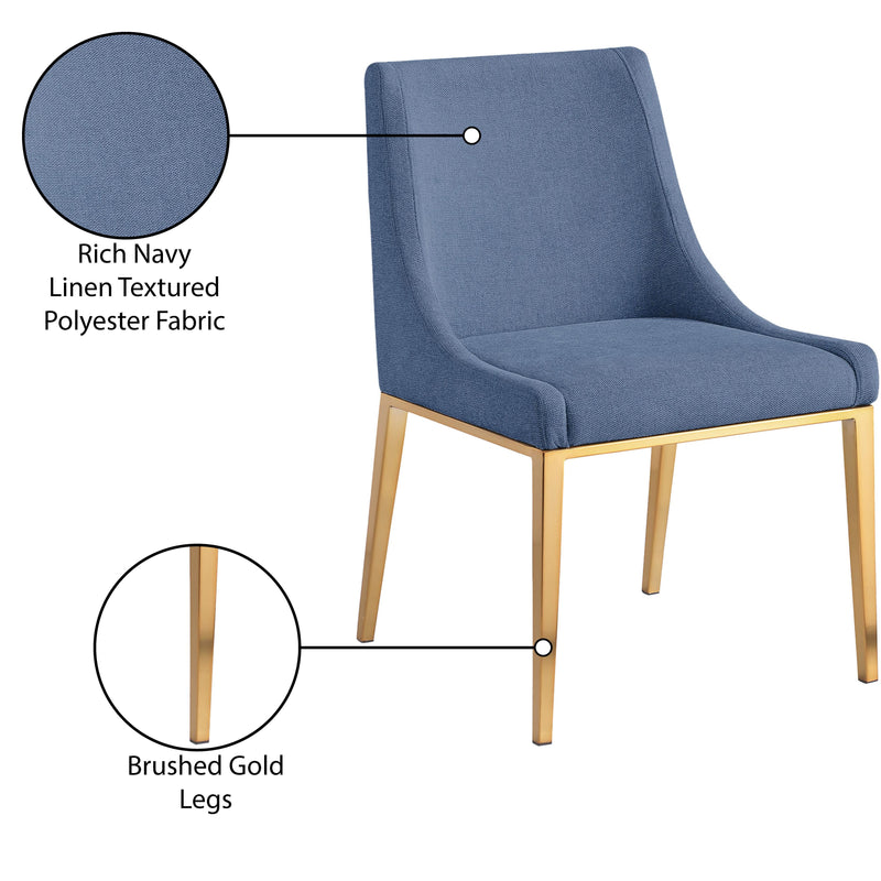 Meridian Haines Navy Linen Textured Polyester Fabric Dining Chair IMAGE 10