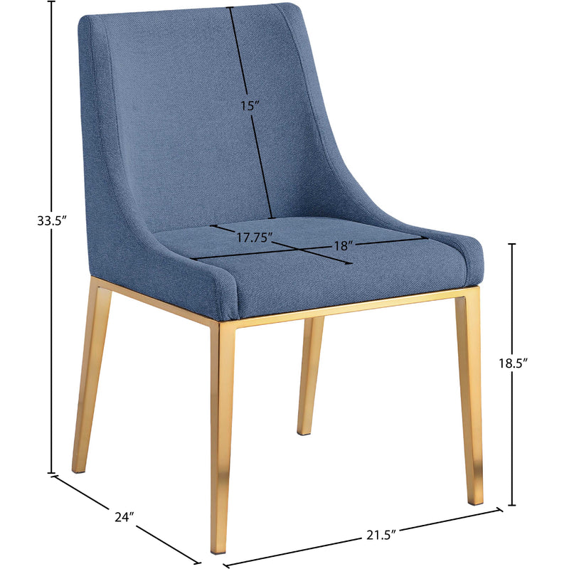 Meridian Haines Navy Linen Textured Polyester Fabric Dining Chair IMAGE 11