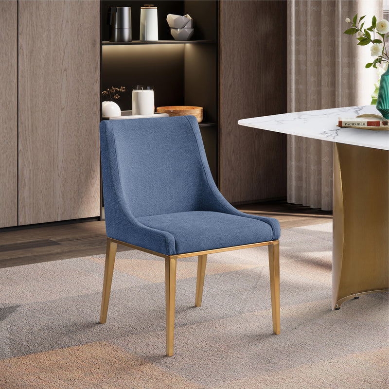 Meridian Haines Navy Linen Textured Polyester Fabric Dining Chair IMAGE 2