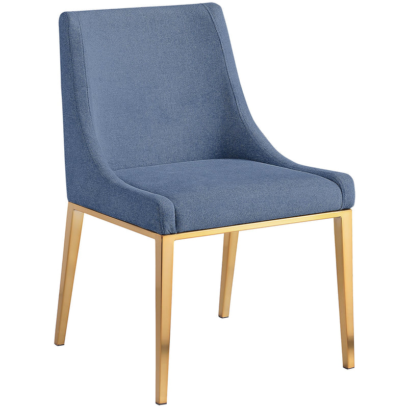 Meridian Haines Navy Linen Textured Polyester Fabric Dining Chair IMAGE 4