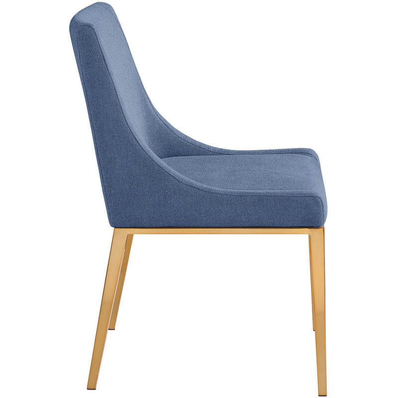 Meridian Haines Navy Linen Textured Polyester Fabric Dining Chair IMAGE 6