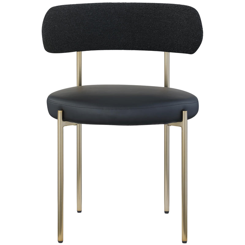 Meridian Beacon Black Vegan Leather and Boucle Fabric Dining Chair IMAGE 4