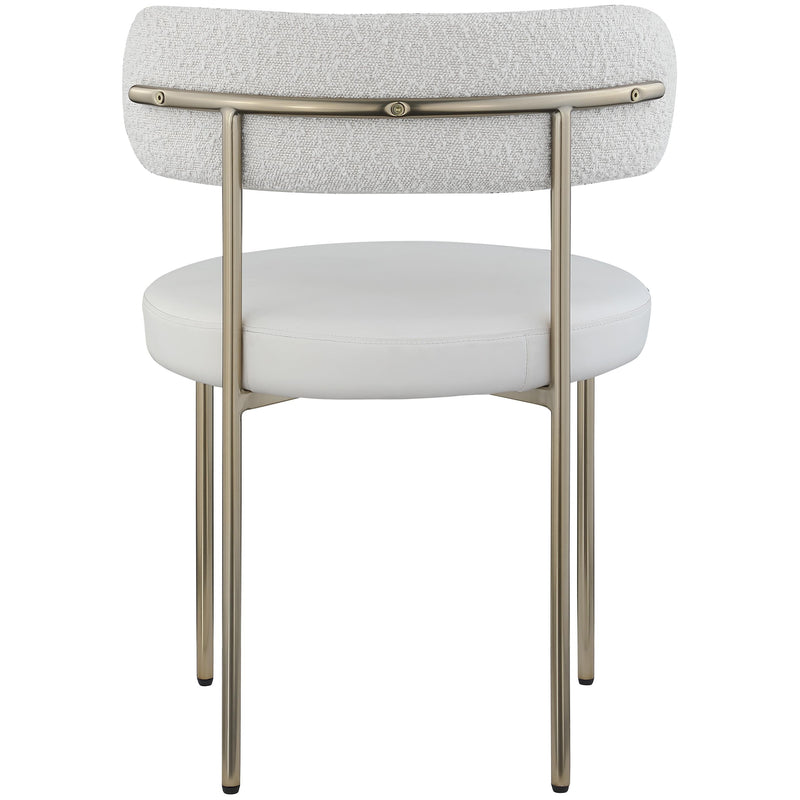 Meridian Beacon Cream Vegan Leather and Boucle Fabric Dining Chair IMAGE 2