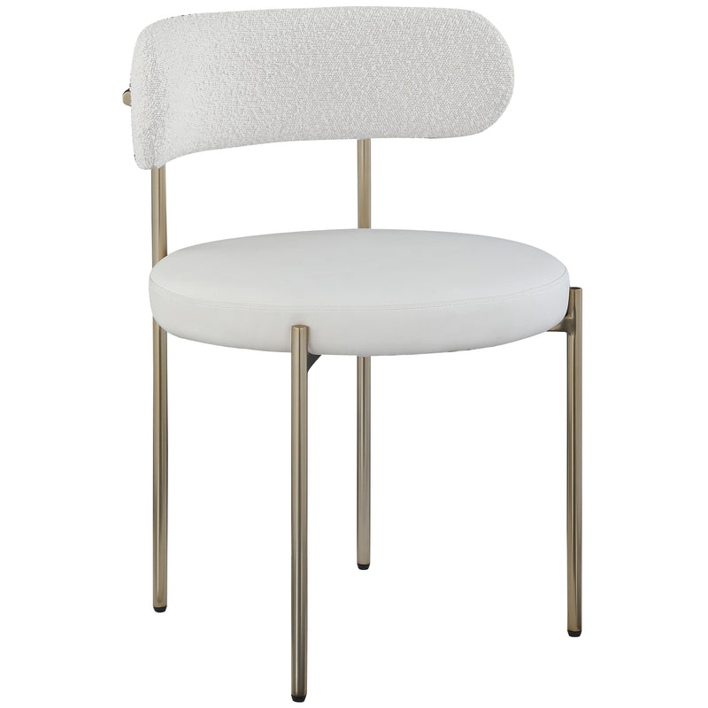 Meridian Beacon Cream Vegan Leather and Boucle Fabric Dining Chair IMAGE 3