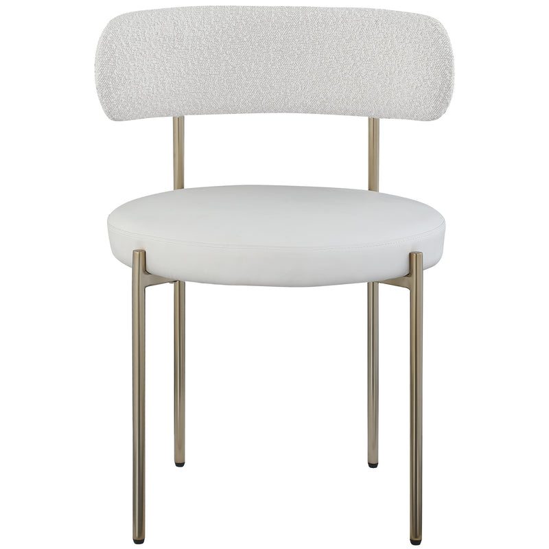 Meridian Beacon Cream Vegan Leather and Boucle Fabric Dining Chair IMAGE 4