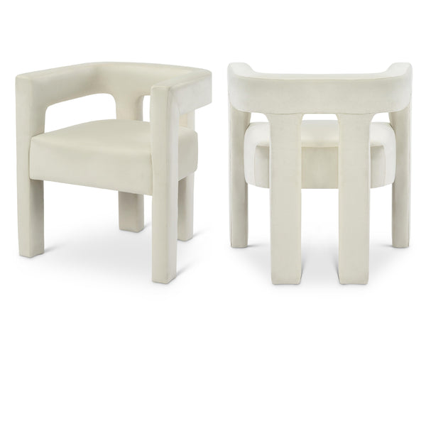 Meridian Athena Cream Velvet Dining Chair IMAGE 1