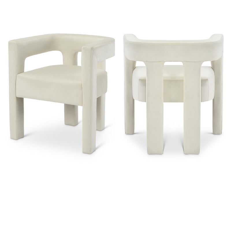 Meridian Athena Cream Velvet Dining Chair IMAGE 1