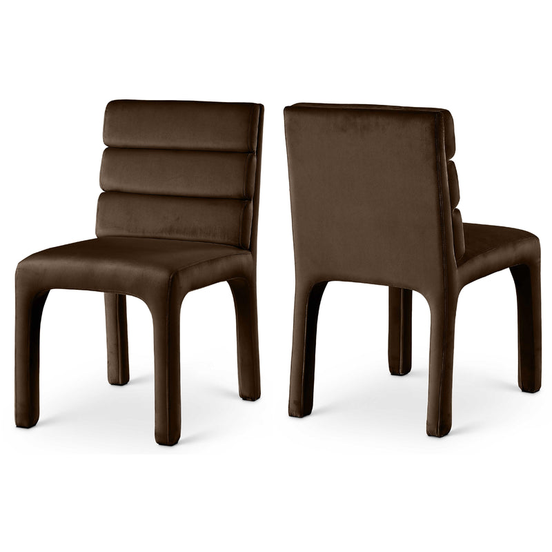 Meridian Kai Brown Velvet Dining Chair IMAGE 1