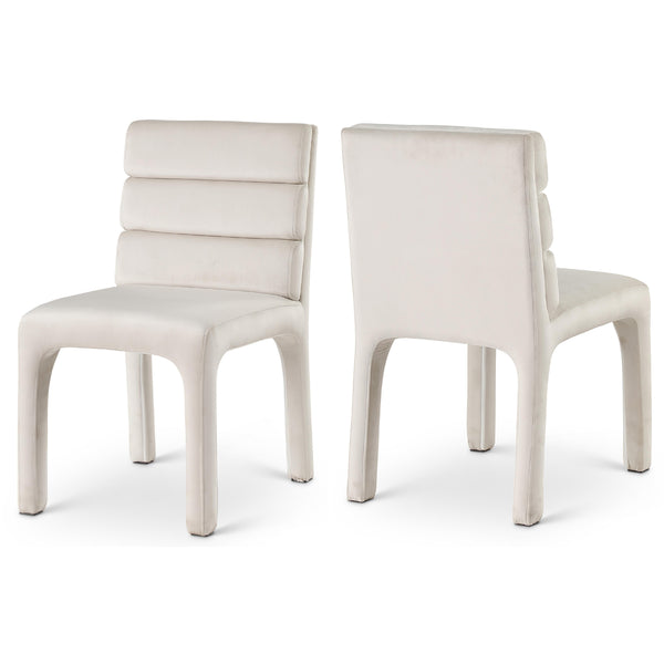 Meridian Kai Cream Velvet Dining Chair IMAGE 1