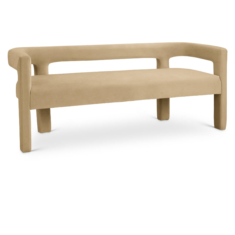 Meridian Athena Camel Velvet Bench IMAGE 1