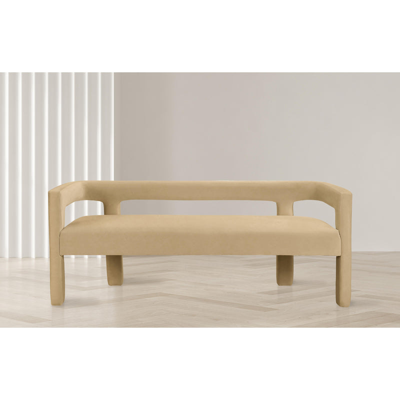 Meridian Athena Camel Velvet Bench IMAGE 2