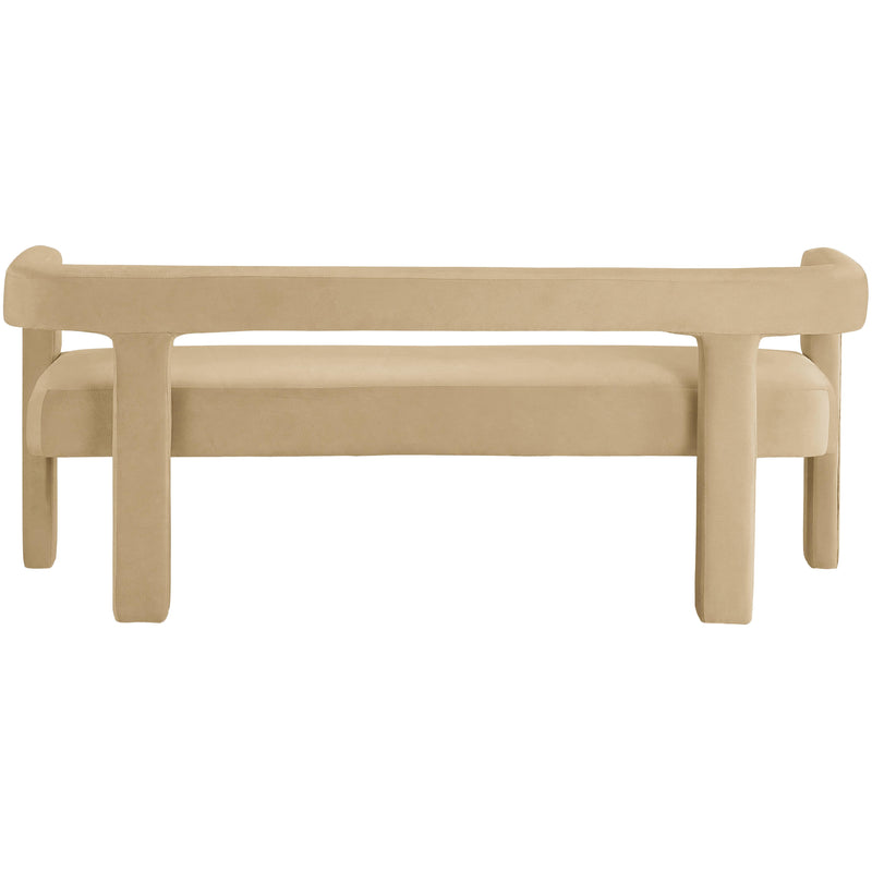 Meridian Athena Camel Velvet Bench IMAGE 3