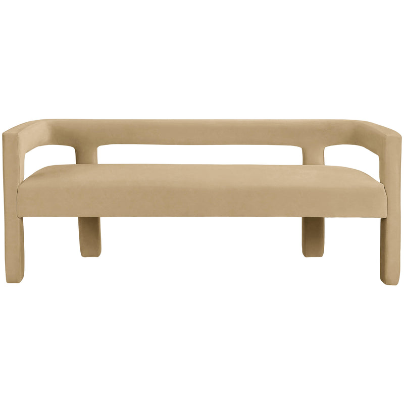 Meridian Athena Camel Velvet Bench IMAGE 4