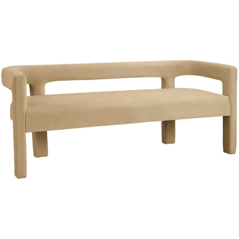 Meridian Athena Camel Velvet Bench IMAGE 6