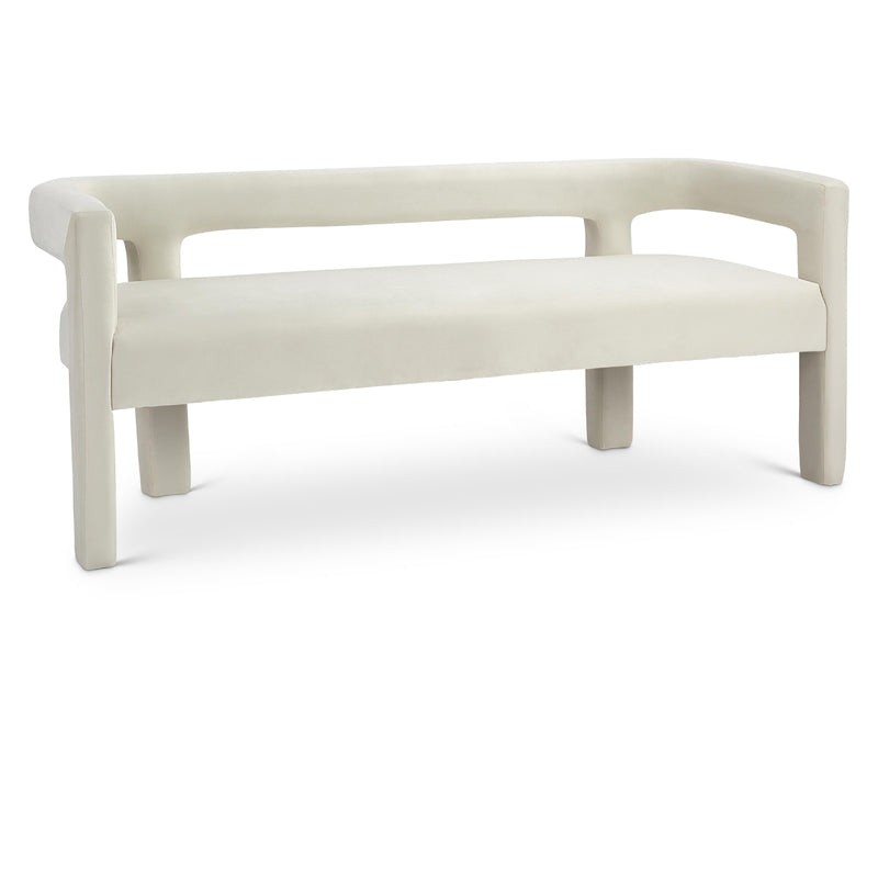 Meridian Athena Cream Velvet Bench IMAGE 1