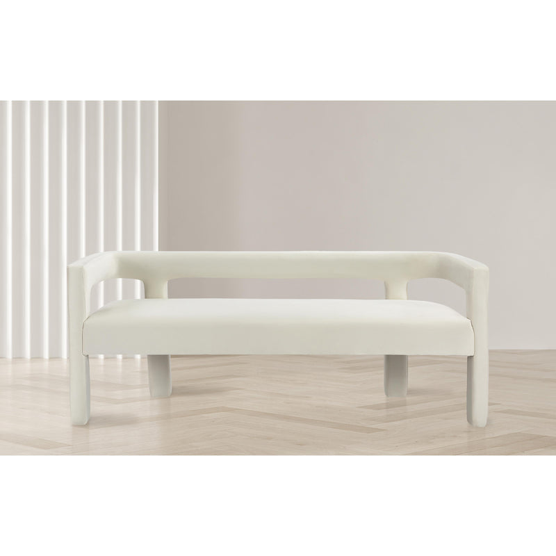 Meridian Athena Cream Velvet Bench IMAGE 2