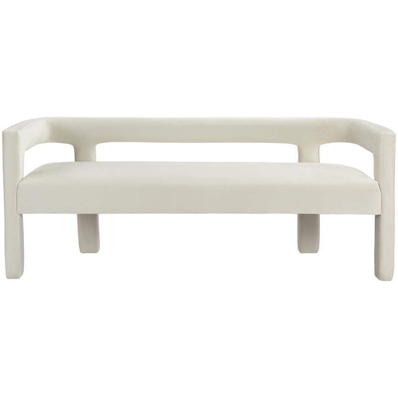 Meridian Athena Cream Velvet Bench IMAGE 4