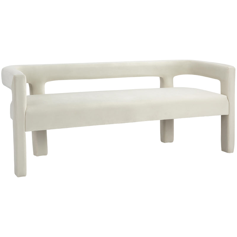 Meridian Athena Cream Velvet Bench IMAGE 6