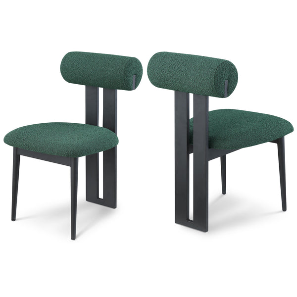 Meridian Dario Green Boucle Fabric Dining Chair IMAGE 1