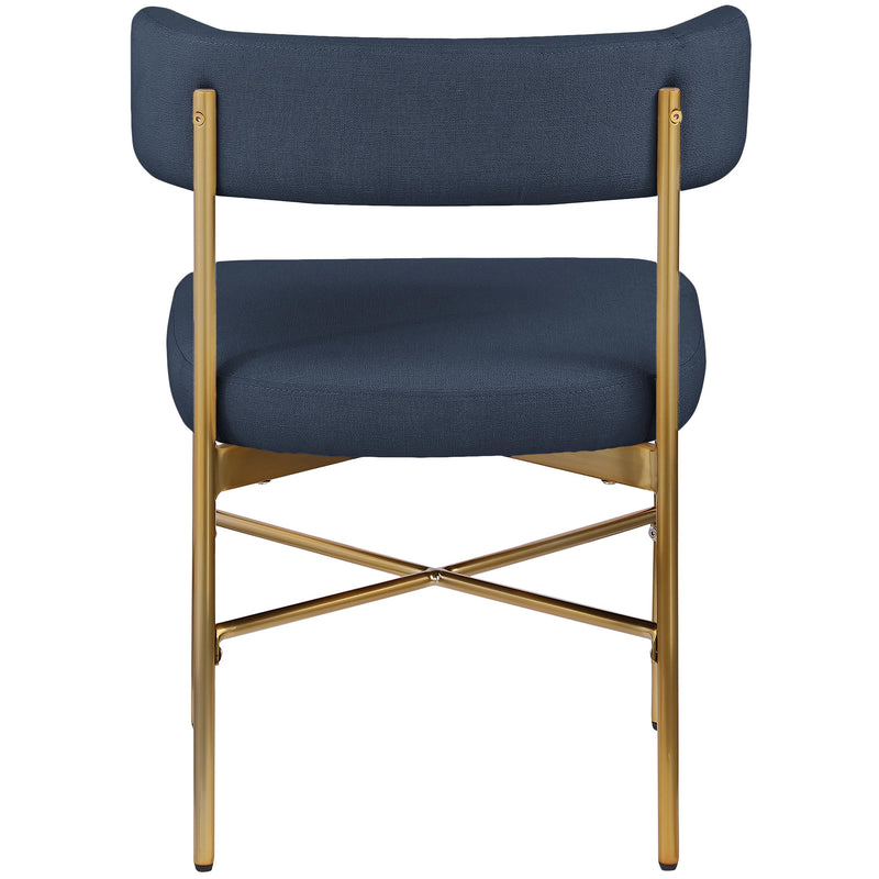 Meridian Rivage Deep Navy Durable Linen Textured Fabric Dining Chair IMAGE 2