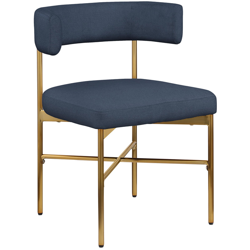 Meridian Rivage Deep Navy Durable Linen Textured Fabric Dining Chair IMAGE 3