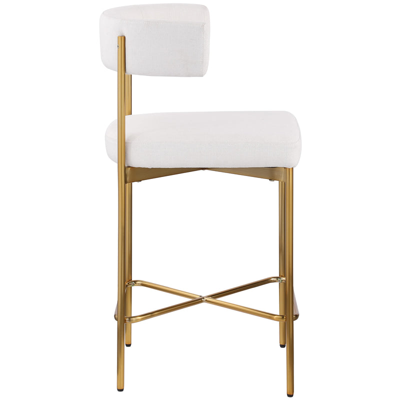 Meridian Rivage Cream Durable Linen Textured Fabric Stool IMAGE 5