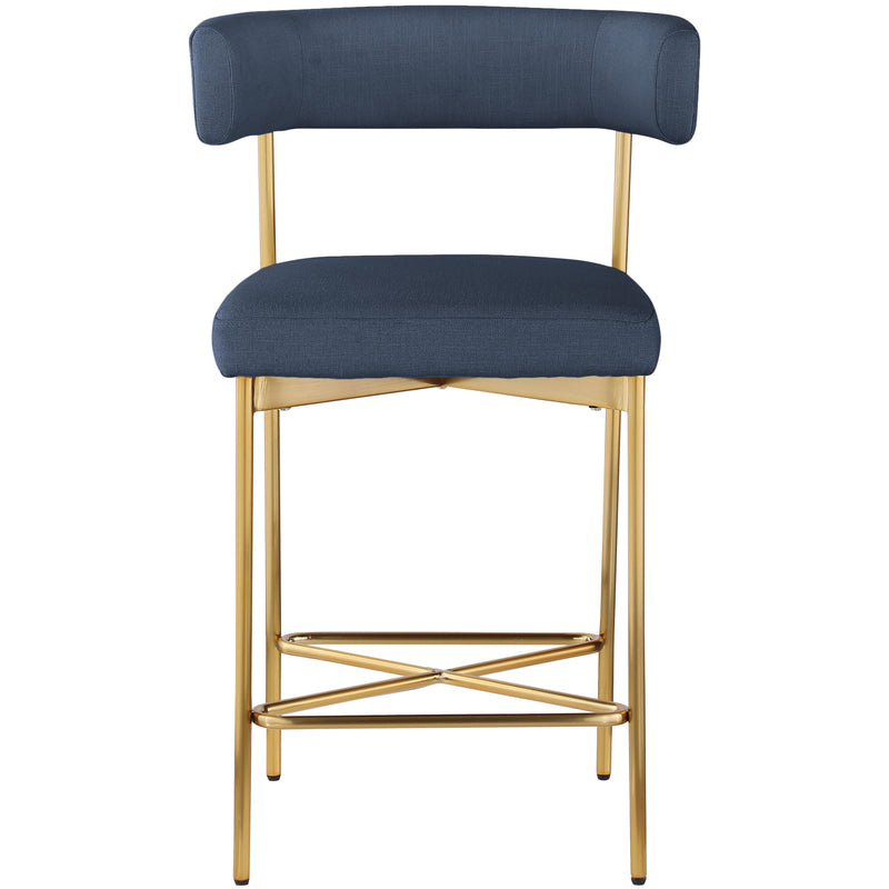 Meridian Rivage Deep Navy Durable Linen Textured Fabric Stool IMAGE 4