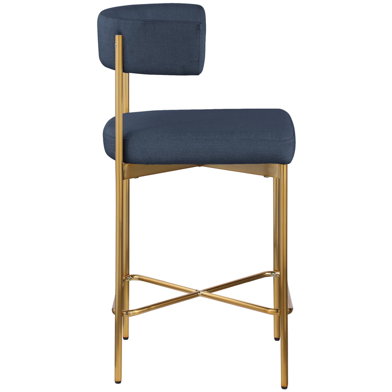 Meridian Rivage Deep Navy Durable Linen Textured Fabric Stool IMAGE 5